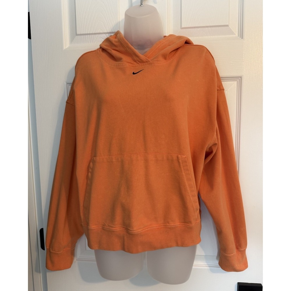 Y2K Nike Womens Atomic Orange Black Swoosh 80s Acid Wash Hooded  Sweatshirt Sz S - Picture 4 of 12